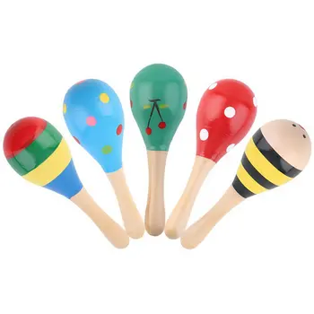 

15 pcs Kids Wooden Ball Rattle Toy Sand Hammer Rattle Educational Learning Musical Instrument Percussion For Baby 0-12 Month Hot