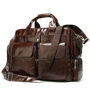 

Genuine Leather laptop Male Package Man Portable Layer Cowhide Single Shoulder messenger computer Bag office men free shipping
