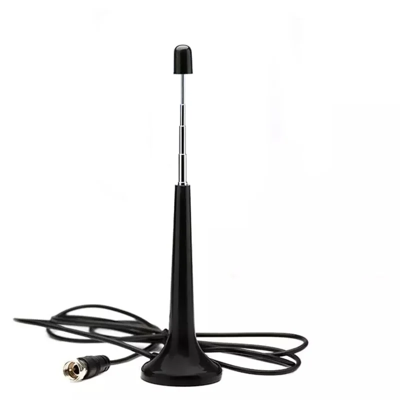 72868Mhz Indoor HD DTMB Telescopic TV Antenna Car FM Radio Antenna 15dBi High Gain with F Male