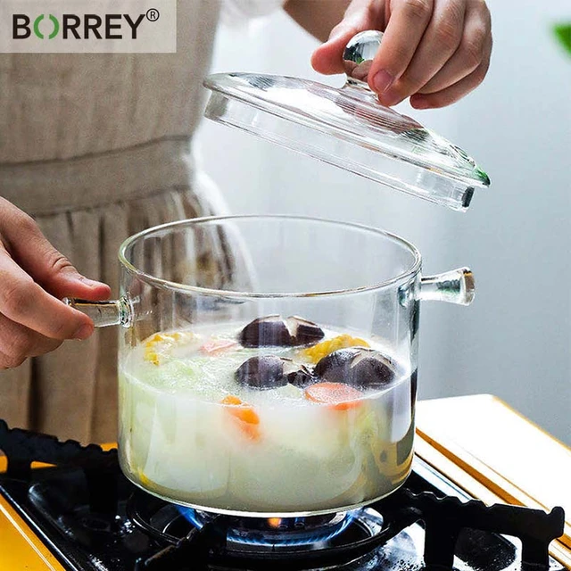 Food-Grade Heat Resistant Glass Cooking Pot Clear Glass Soup Pot with Lid  for Stovetop Microwave Oven - China Cooking Pot and Glass Cooking Pot price