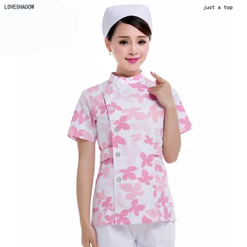 

Women Fashion Surgery Scrub Top Maple Leaf Side Opening Nurse Medical Uniform Drugstore Workwear Clothing