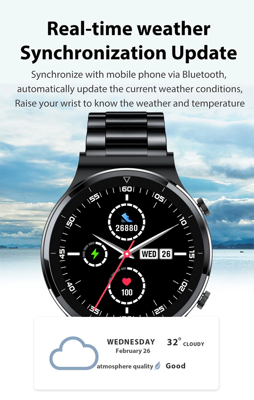 2021 New Smart watch Men's IP68 waterproof watch Multiple sports mode Heart rate Weather forecast Bluetooth call Men smart watch