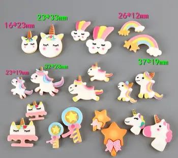 

Lovely Resin Colorful Unicorn cookies Flat Back Resin Cabochon Hair Embellishments Ornament Applique DIY Wedding Scrapbook Craft