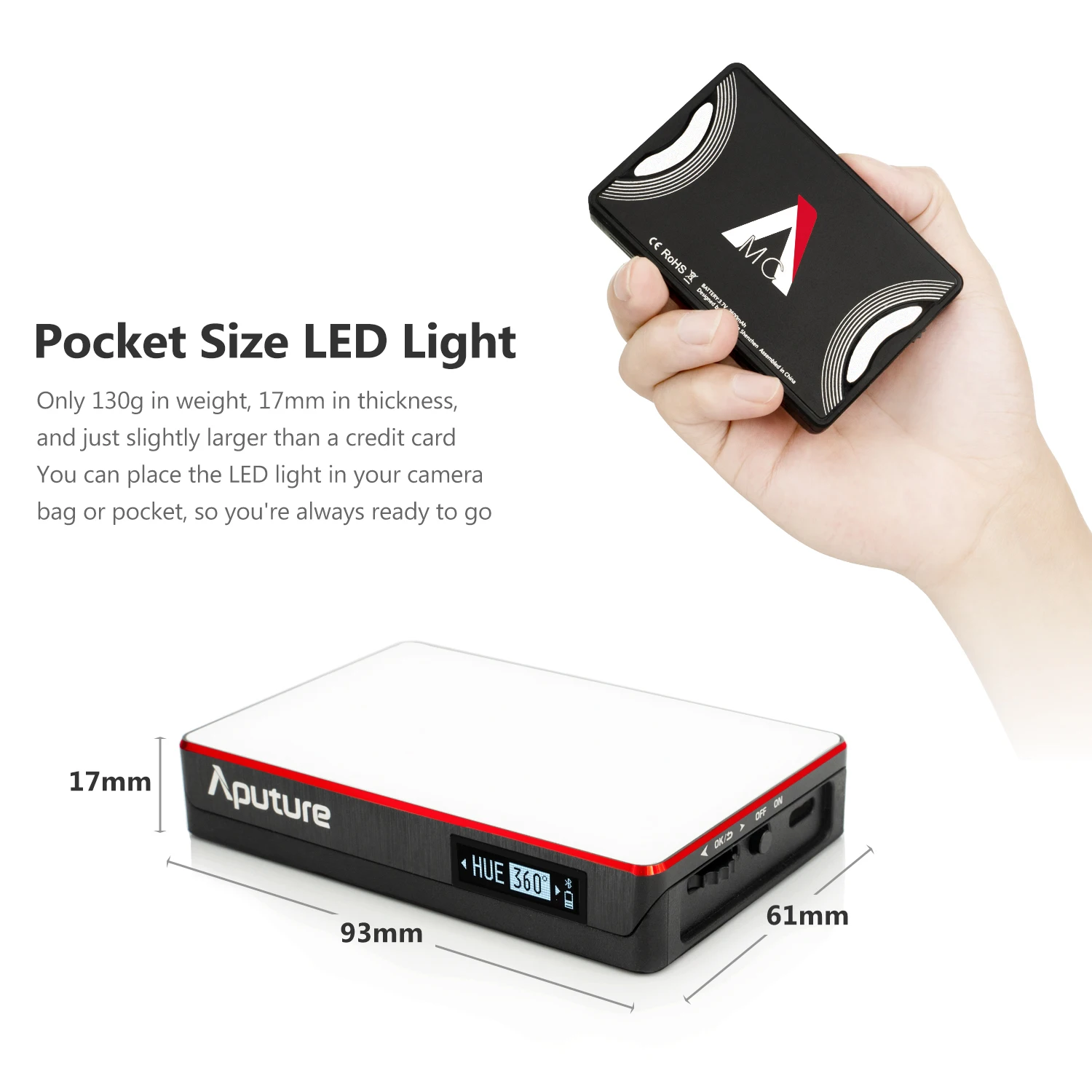 Aputure заполняющая лампа 3200 K-6500 K usb type-C/Qi Беспроводная зарядка приложение управление Фотография СВЕТОДИОДНЫЙ фото-видео камера селфи светильник RGB