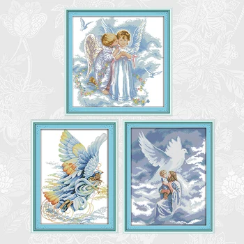 

Angel Series Patterns Printed Canvas DIY Handwrok Cross Stitch Kits DMC Counted Cross-stitch Embroidery Needlework Home Decor