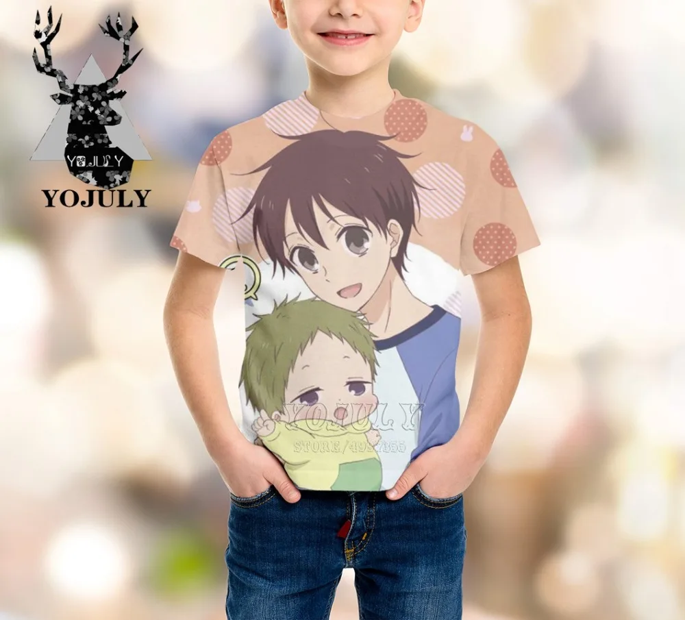 YOJULY/футболка с короткими рукавами для детей с 3D принтом, Gakuen dad, аниме, brothers летние детские футболки для маленьких мальчиков и девочек, A403