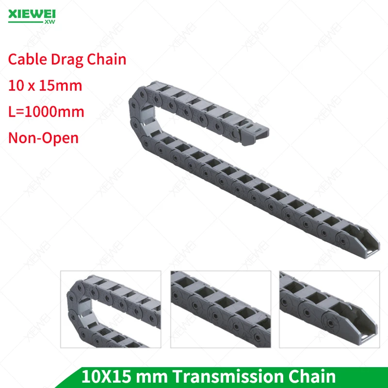 Fevas 15 x 15mm 1515mm L1000mm Cable Drag Chain Wire Carrier with End Connectors for CNC Router Machine Tools Fevas 15 x 15mm 1515mm L1000mm Cable Drag Chain Wire Carrier with End Connectors for CNC Router Machine Tools