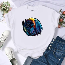 

Tokoyami Dark Shadow Print T-Shirt Vogue Anime O-Neck Casual Kawaii Women Clothes