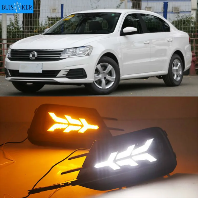 

1 пара для Volkswagen VW Lavida 2019 с желтым Trun сигнал светильник синий ночной Светильник СВЕТОДИОДНЫЙ DRL Дневной светильник