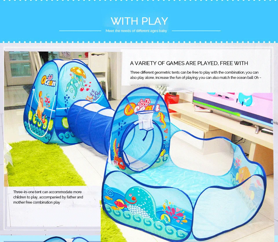 Океан смысле 3 шт. детская игровая палатка туннель мяч детский бассейн Детские