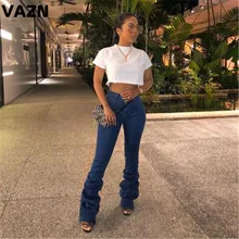 VAZN Лидер продаж экзотические высокое качество сексуальные комбинезоны умеренный модные женские туфли полной длины, однотонный цвет, женские облегающие прямые брюки для девочек