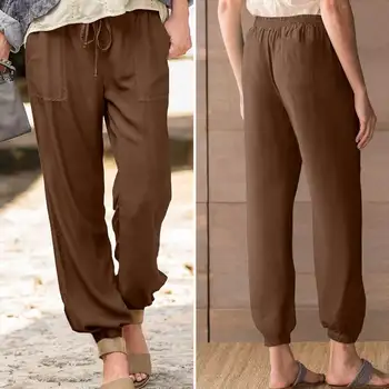 

Long Pants Women Celmia Casual Loose Solid Trousers Fashion Lantern Harem Pants Casual Retro Palazzo Work Pantalones Femme 2020