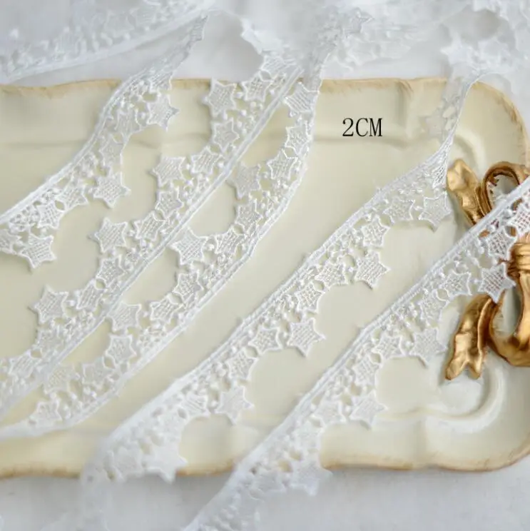Polyester Star Pattern Lace Trims White Black Lace Ribbon DIY Necklace Ornaments Wedding Clothes Accessories 2 Yard/4 Yards lace ribbon lace sewing accessories lace accessories