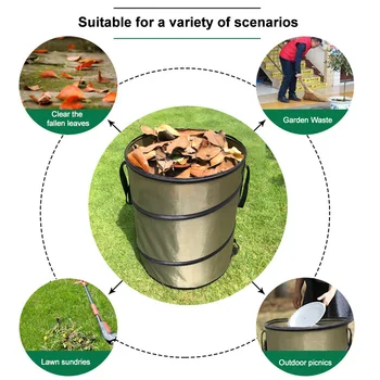 

10 Gallon Leaf Trash Can Waste Yard Waterproof Home Reusable Collapsible Container Outdoor Portable Release Buckle Gardening Bag