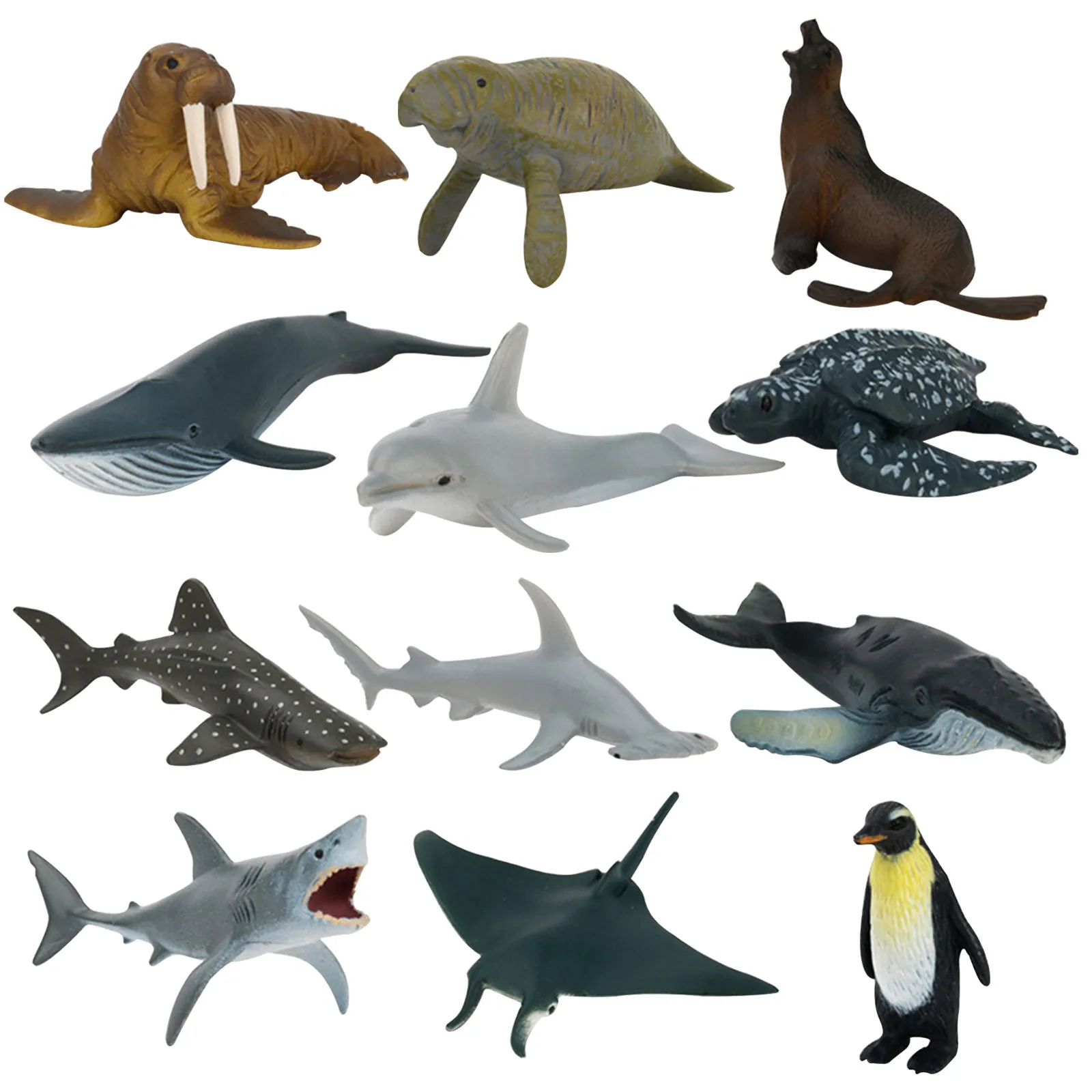 12Pcs Sea Animal Fish Model Early Nature Toys Cake Toppers for Kids Children 