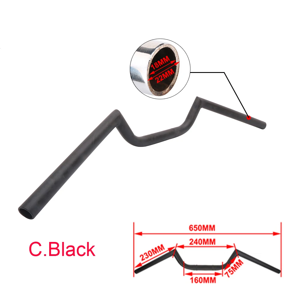 C.Black 22MM Хром Черный мотоцикл 22 мм 7/" 25 мм 1" Руль ретро ручка Z бар для Harley Touring Chopper Bobber Sportster 1200 883 - Цвет: C.Black 22MM