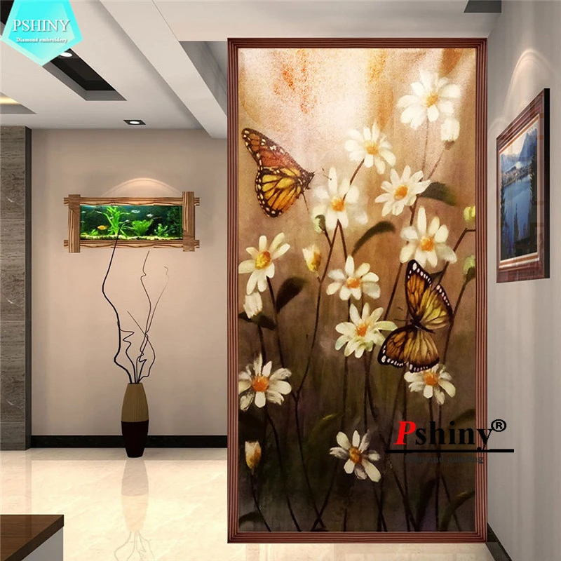 PSHINY 5D DIY Алмазная вышивка распродажа белые цветы Бабочка полные алмазные картины