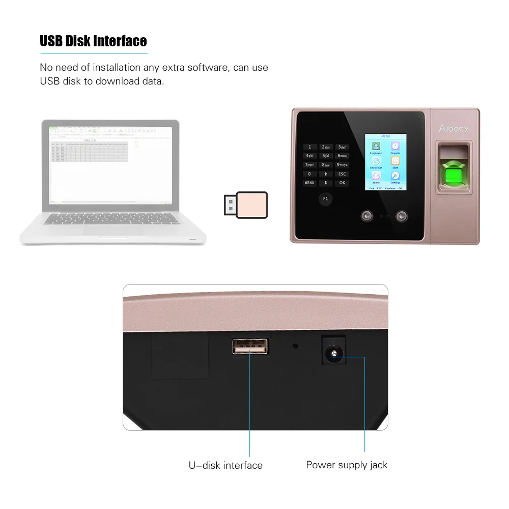 Multi-language Biometric Fingerprint Time Attendance Clock Recorder Employee Recognition Recording Device Electronic Machine