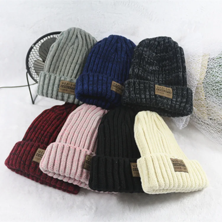 Корейская Смешанная Цветная маркировка, утолщенная шерстяная шапка для мужчин и женщин, осенняя и зимняя пара, уличная теплая вязаная