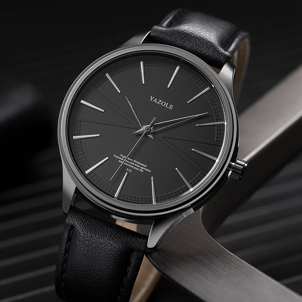 

Yazole Mens Watches Exquisite Fashion Simple Casual Quartz Minimalist Style Leather Business Wristwatch Masculino Reloj Hombre