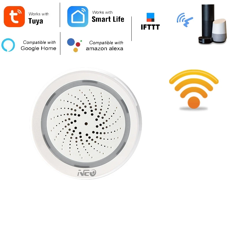 Горячая температура датчик влажности Wifi сирена Tuya Smart Life приложение работает с Echo