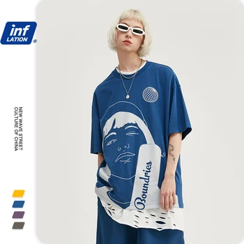 

INFLATION Streetwear Men Tshirt Cotton O-neck T shirt Short Sleeve Hip Hop Men T shirt Unisex Novelty Oversized T shirt 1082S20