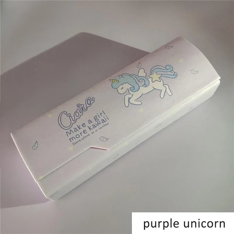 purple unicorn Очки из ПВХ Карманные Портативные складные маленькие свежие стильные очки Защитные солнцезащитные очки коробки коробка для очков Чехол для очков - Цвет: purple unicorn