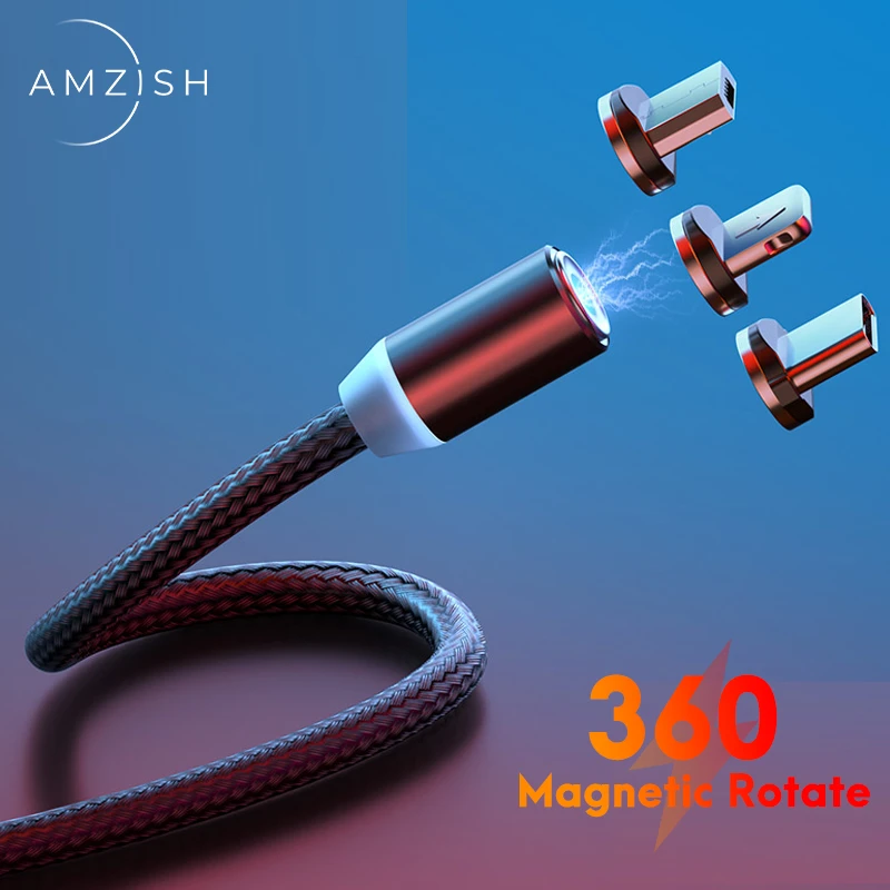 amzish Fast Charging Magnetic Cable Micro USB Type C Cable For Iphone Xiaomi Mobile Phone Magnet Data Charger USb Cord Wire