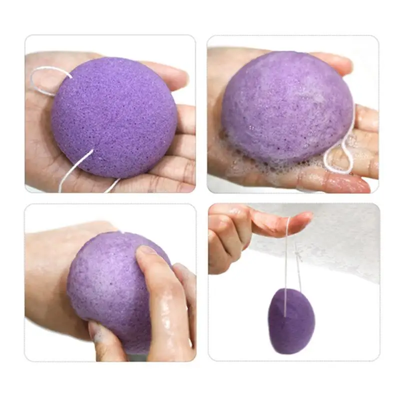 Круглая губка Konjac, косметическая губка для чистки лица, натуральный спонж Конняку, средство для очищения лица, смывание, 1 шт