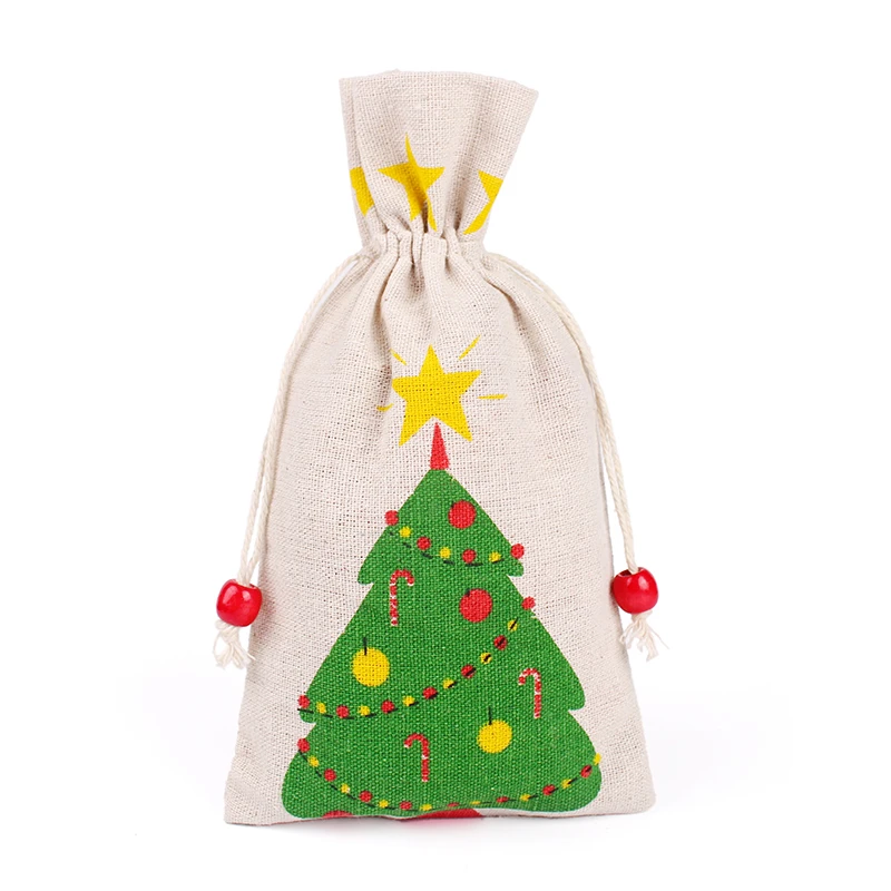 Christmas tree bag 13*23 см Рождественский Подарочный мешок Санта пряник Человек хлопковая сумка из мешковины для конфет мешочек для украшений сумка Рождественский Подарочный шнурок Сумка - Цвет: Christmas tree bag