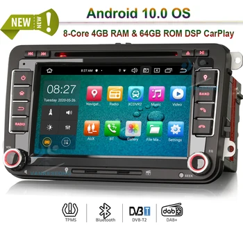 

7" Bluetooth Android 10.0 Autoradio Car Stereo Radio for VW Passat Golf Jetta Seat Skoda DSP CarPlay & Auto GPS TPMS DAB+ 4G DVD