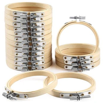 

18Pcs Bamboo Frame Embroidery Hoop Ring DIY Cross Stitch Round Loop Hand Household Sewing Tools(10cm)