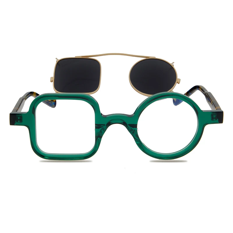 

High end handmade sunglasses optical double lens round square frame Vintage plate spectacle frame men's spectacle frame sunglass