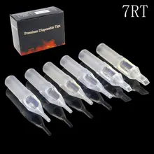 Профессиональные 100 шт Одноразовые чистые наконечники для татуировки 7RT наконечники для иглы для татуировки круглые алмазные плоские стерилизованные наконечники для татуировки