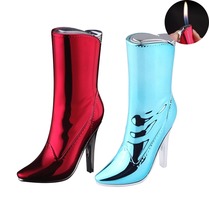 

Beautiful Ladies Boots Gas Inflatable Lighter Strange New Creative High-heeled Shoes Flame Lighters Women's Smoking Gift