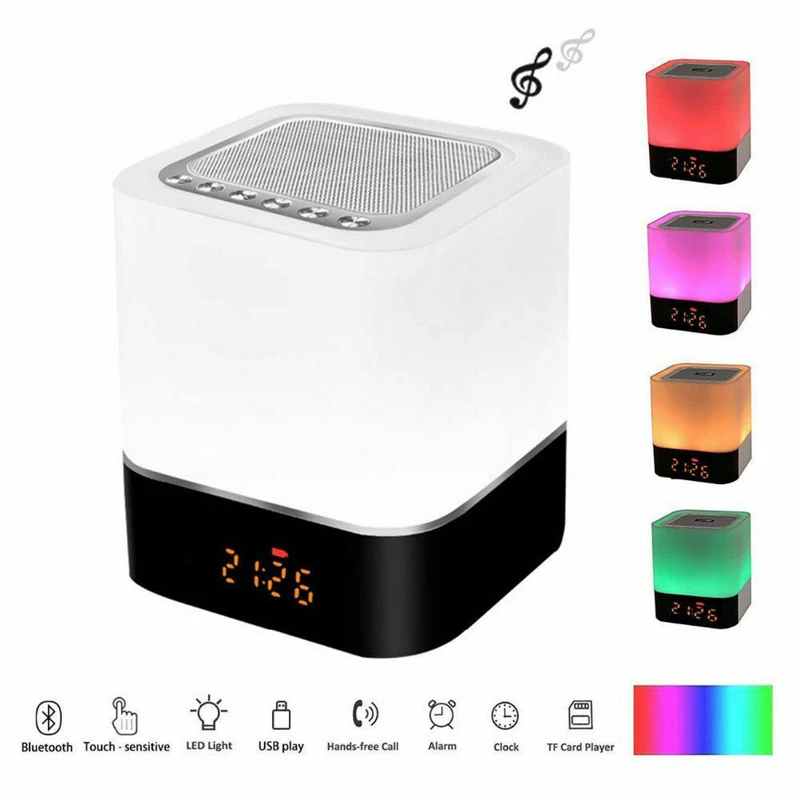 4 в 1 Bluetooth динамик функция воспроизведения музыки перезаряжаемый RGB светодиодный Ночной светильник в помещении прикроватная атмосфера лампа будильник