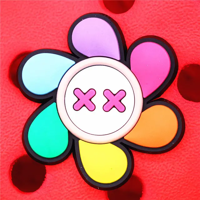 1pcs Bad Bunny Shoe Charms Colorful Windmill Flower Girl Lipstick Slipper Accessories Decoration Fit Croc Jibz Party Kids Gifts U224-3