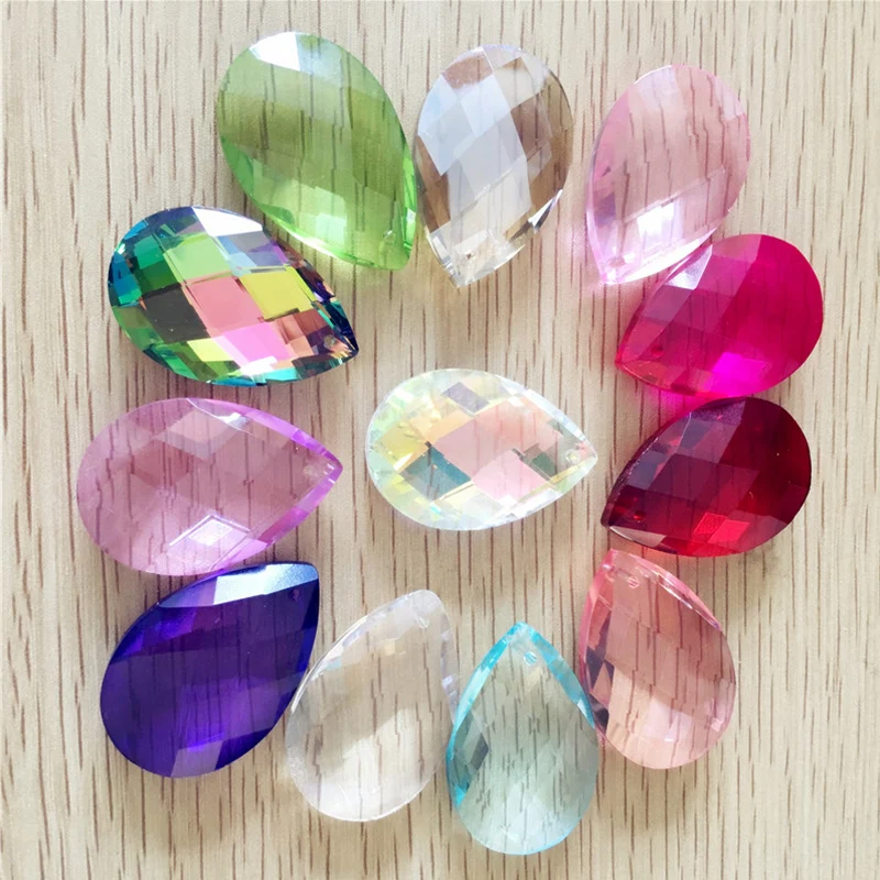 

38mm Mix Colored Teardrop Crystal Chandelier Parts Glass Lighting Hanging Pendants Beads Curtain Strand Accessories for Decor