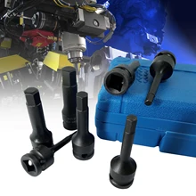 7pcs ударная головка с алмазным напылением для 3/8 дюймовый накопитель Хромомолибденовая Сталь шестигранный ключ разъем метрический шестигранный бит воздействия сплайн гнездо Набор бит