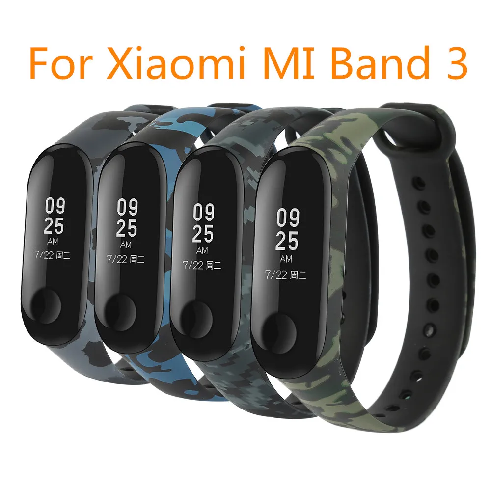 

For Soft Camouflage Silicone Waterproof Replacement Miband 3 Strap Wrist Band Wriststrap for Xiaomi Band 3 Smart Watch Accessory