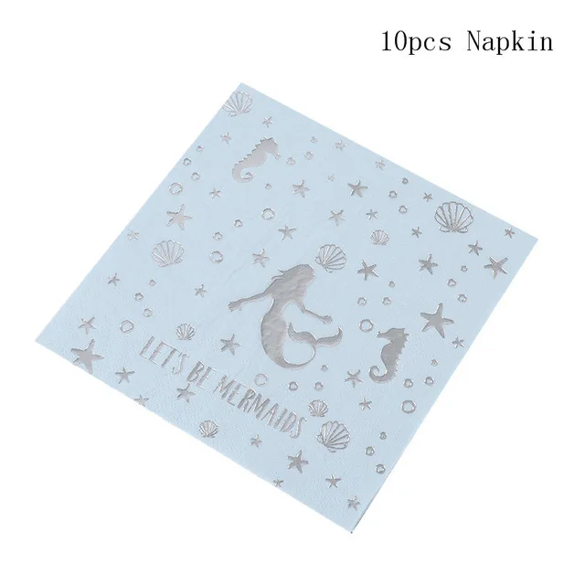 Mermaid Birthday Party Tableware Plate Cup Straw Little Mermaid Birthday Party Decor Baby Shower Girl Party Supplies (8)