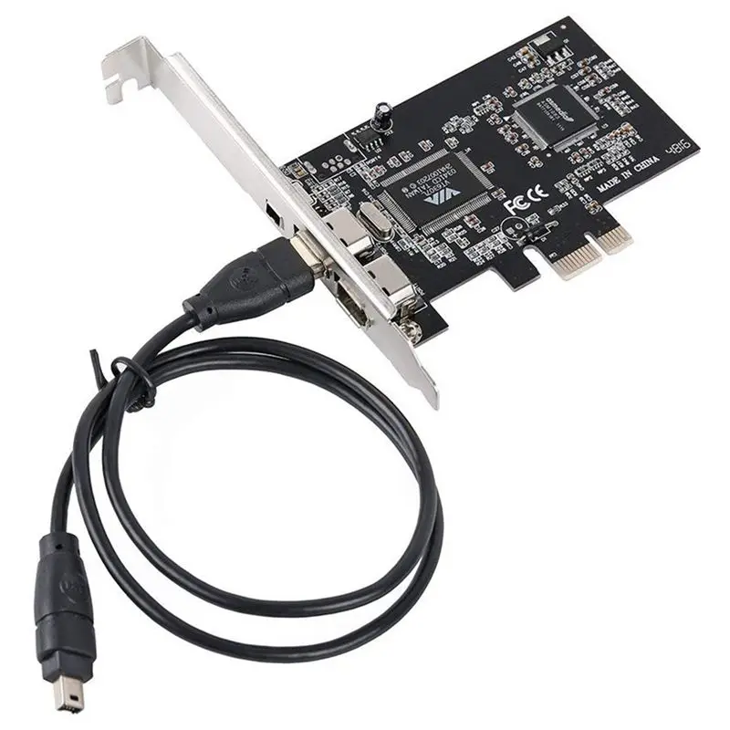 Firewire карта, PCIe Firewire 800 адаптер для Windows 10 с низкий кронштейн и кабель, 3 порта(2x6 Pin 1x4 Pin) IEEE 1394
