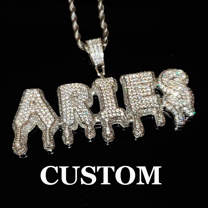 Grandbling  Custom Name Words Dripping Letters Pendant Personalized Necklace For Men Women  Hip Hop Jewelry Drop Shipping