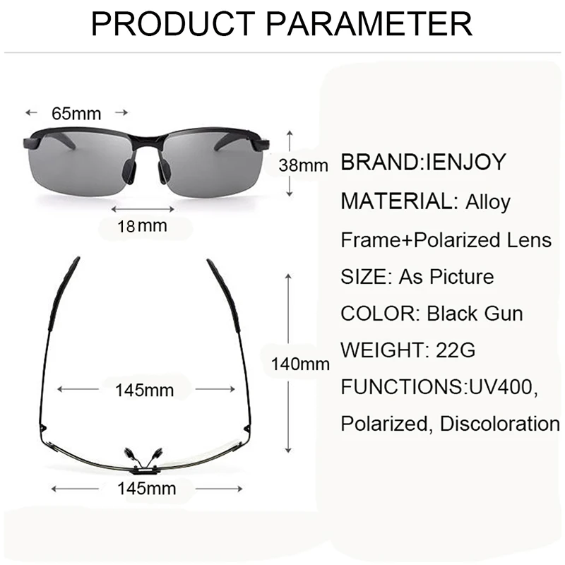 IENJOY, мужские фотохромные солнцезащитные очки, UV 400, Oculos, для ночного видения, для вождения, поляризованные солнцезащитные очки, мужские спортивные очки