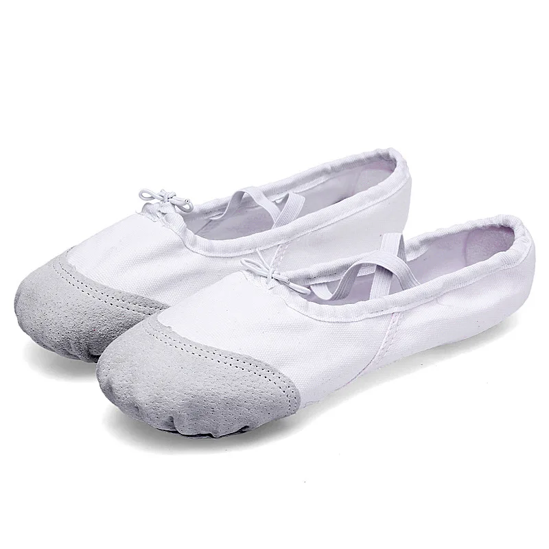 Canvas ballet flats Soft Balleria Dance Shoes For Women Split Cow Leather Outsoles Latin Yoga Dance sport Girls Toe Ribbon S