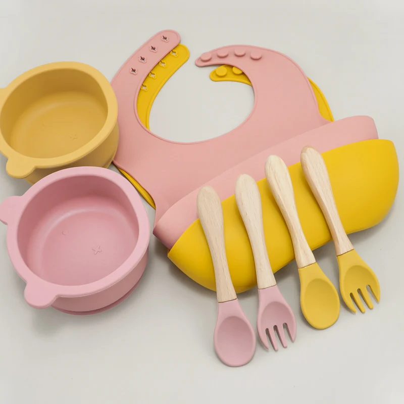 100% Natural Food Grade Inventory Easy To Rinse Spoon Weaning Unbreakable Rubber Fork Dishwasher Safe Feeding Set