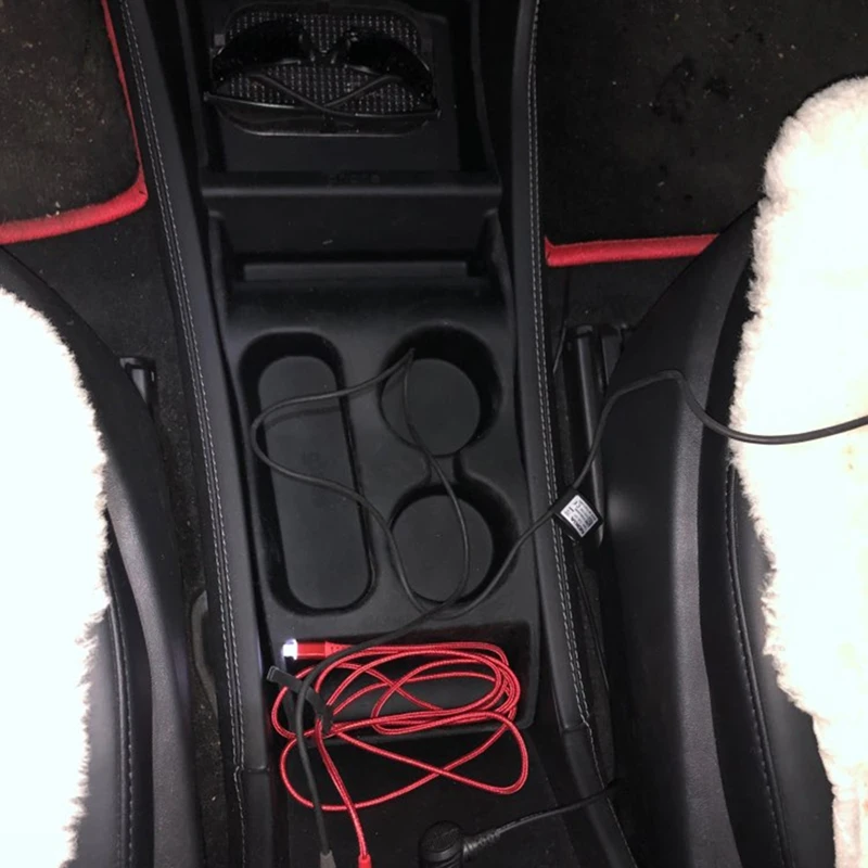 Car Storage Box Console Container Center Insert Box Cup Glasses Holder for Tesla Model S 2012- Car Accessories