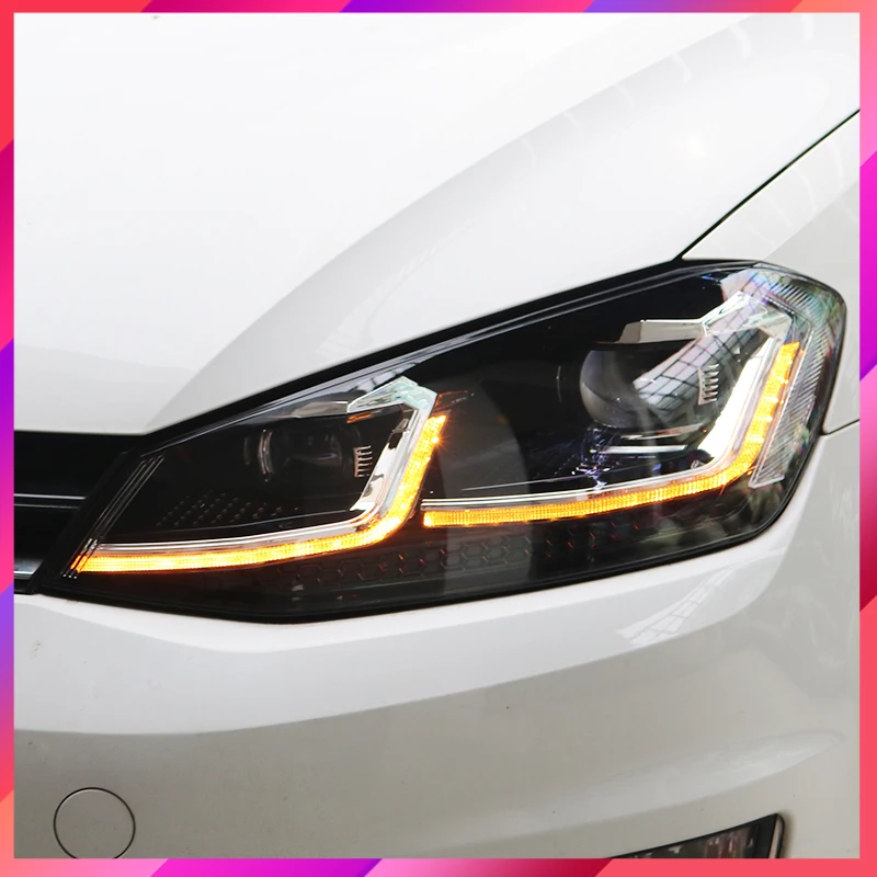 Car headlight assembly for 13-19 Volkswagen Golf 7 7.5 headlights modified xenon lamp Glof7LED daytime running light