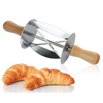 

Stainless Steel Rolling Cutter for Making Croissant Bread Wheel Dough Pastry Knife Wooden Handle Baking Tool Kitchen Accessories