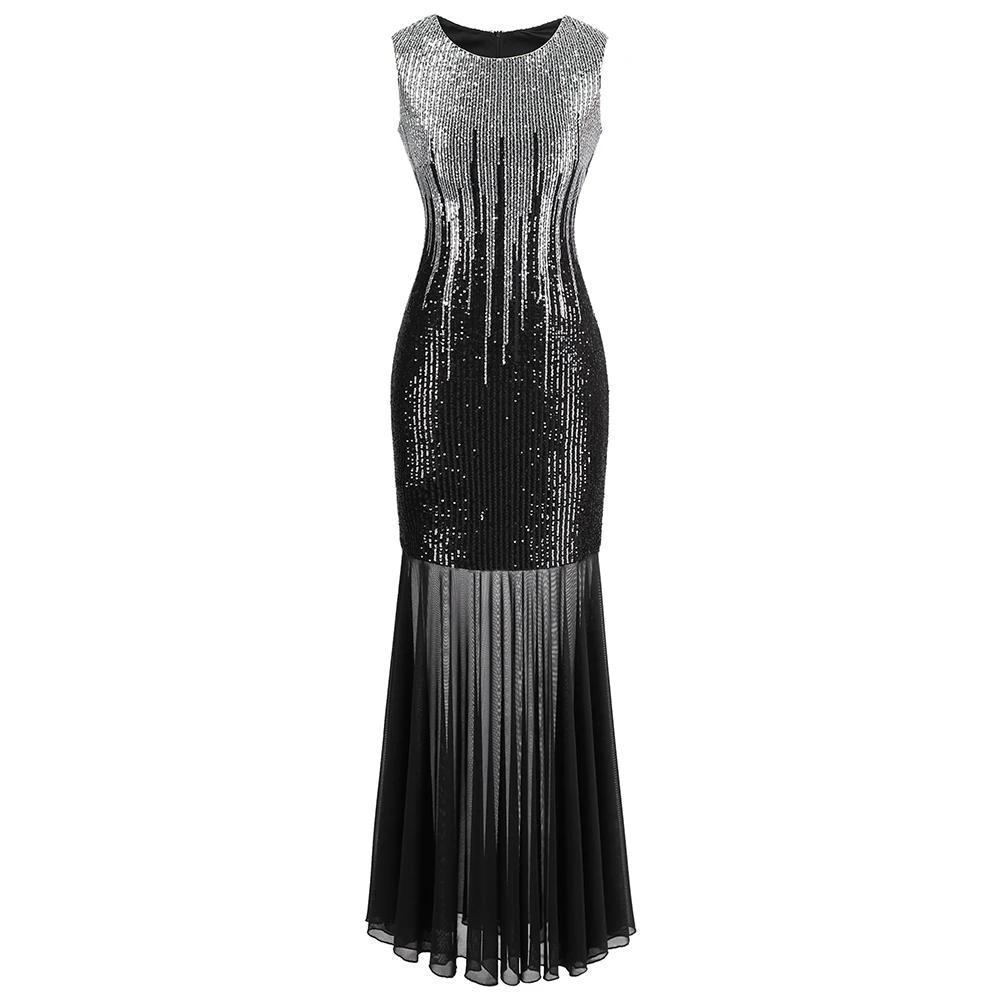 Angel-Fashion/длинное вечернее платье с блестками и рукавами-крылышками и блестками; robe de soiree; Цвет черный, серебристый; 297 458 454 412